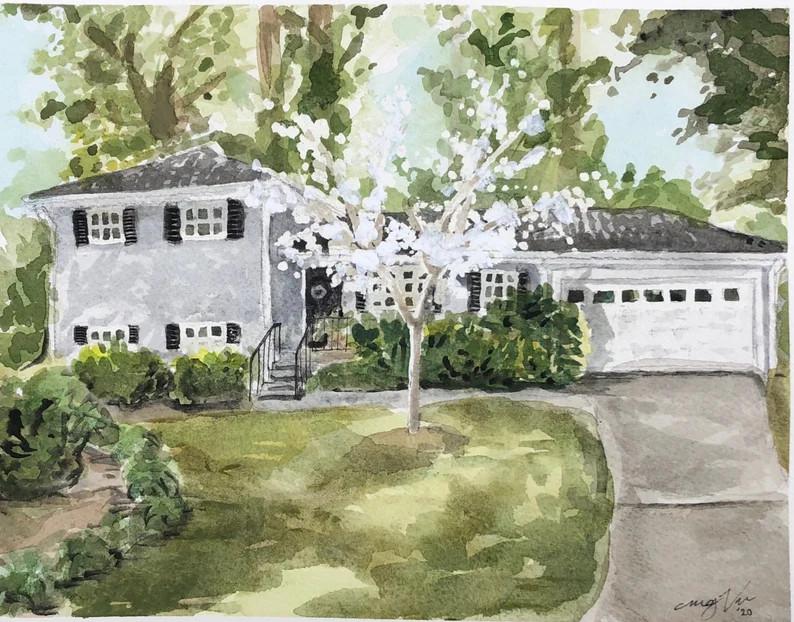 8x10 CUSTOM Hand-painted Watercolor House Portrait - Etsy | Etsy (US)