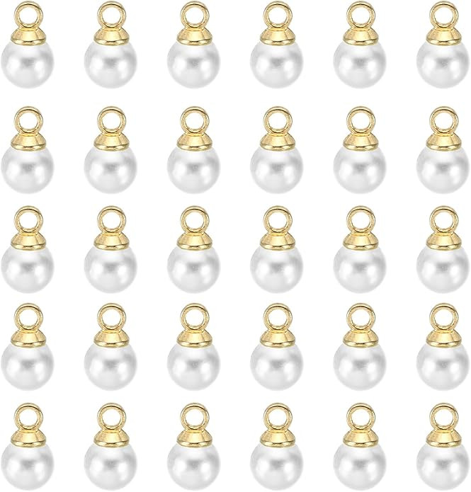 PATIKIL Pearl Charm, 100pcs Pearl Beads Faux Pearl Pendant Charm DIY for Jewelry Making Bracelets... | Amazon (US)