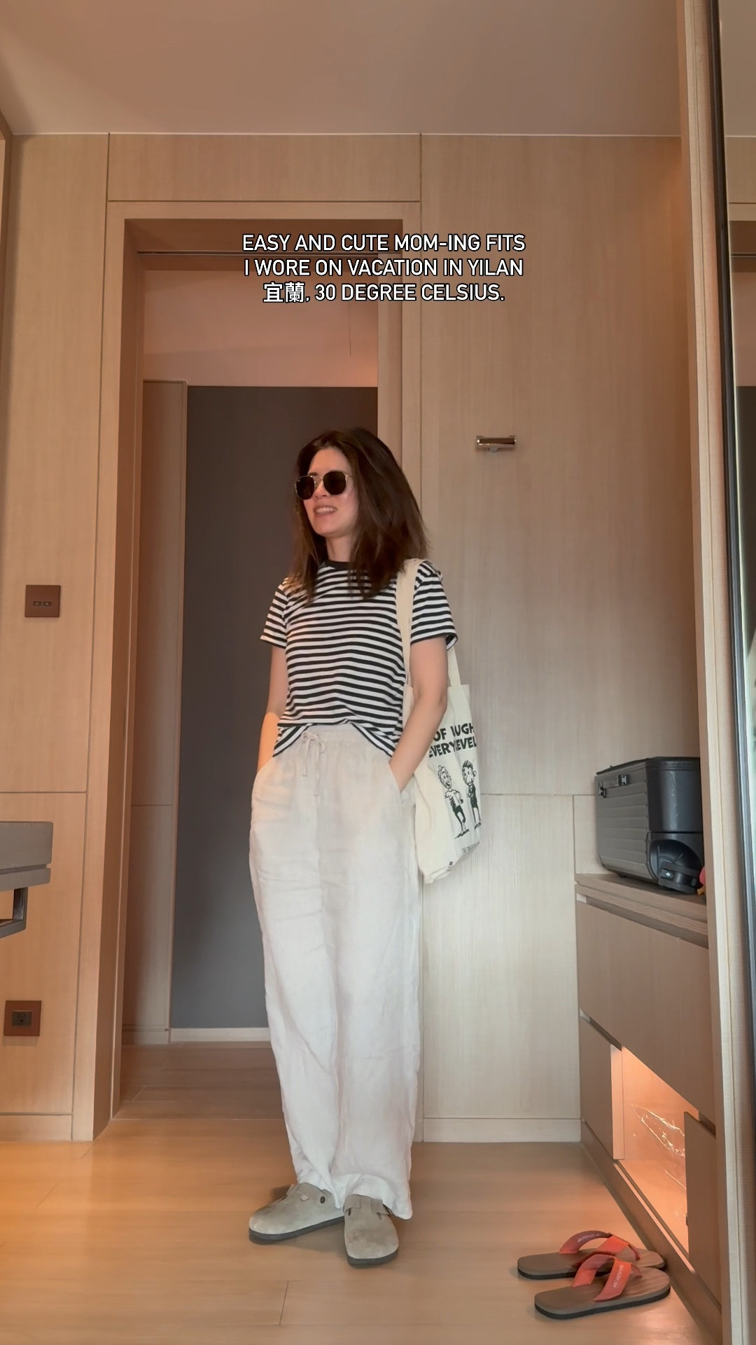 Vacation outfit ideas. 
Sizing:
Red stripy top: tts. In a xs 
Linen long pants: runs slightly big In a xs
Beige shorts: tts. 
White shorts: old. Linked similar 
Black stripey tee: both in xs  

#LTKcanada #LTKsummer #LTKspring