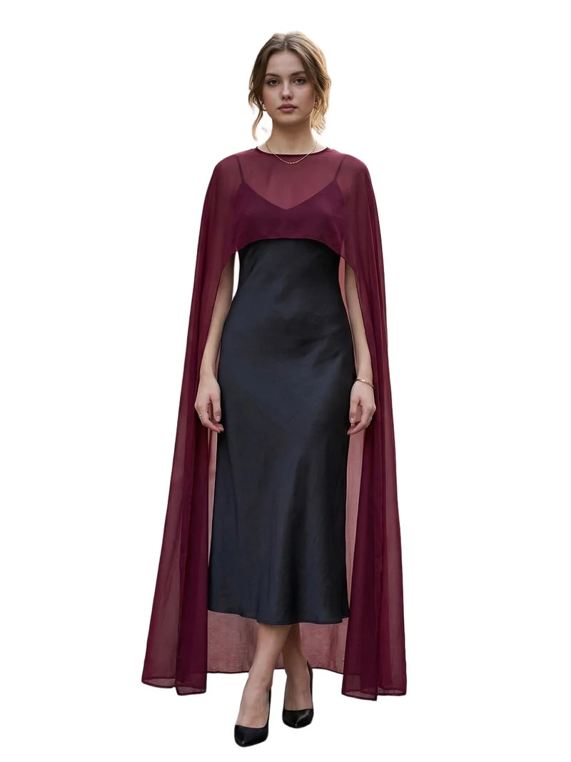 Rdhnmea Women Chiffon Shawl Cape Mesh Sheer Poncho Top Capelets for Evening Dress Shawl Wraps Cov... | Walmart (US)