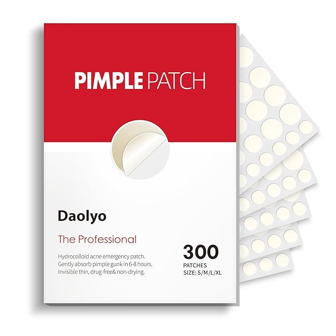 Pimple Patches for Face, 4 Size 300 Counts Acne Patches, Hydrocolloid Patches for Covering Zits a... | Amazon (US)