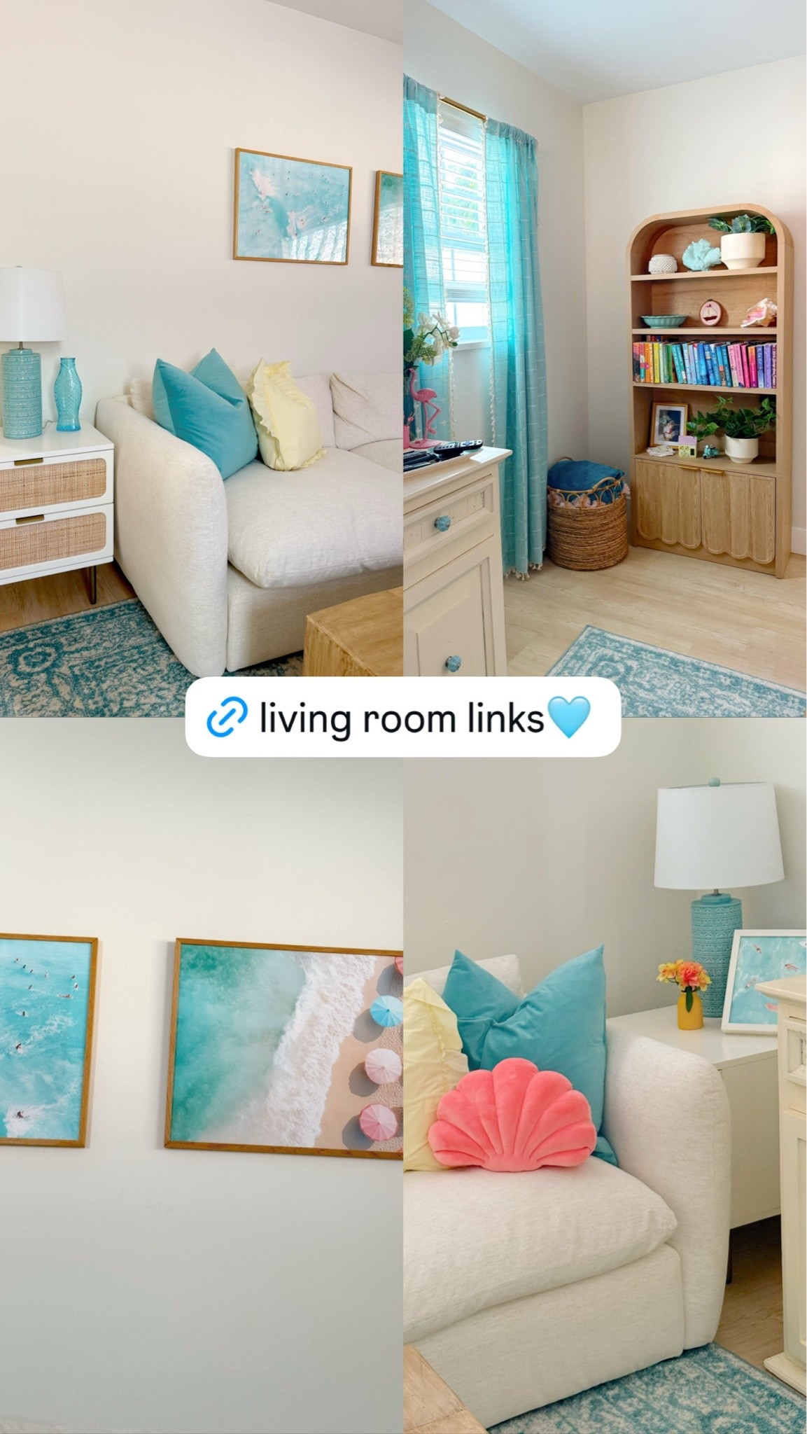 our cute beachy living room 🌴🌞 + furniture and decor linked 

couch is city furniture!