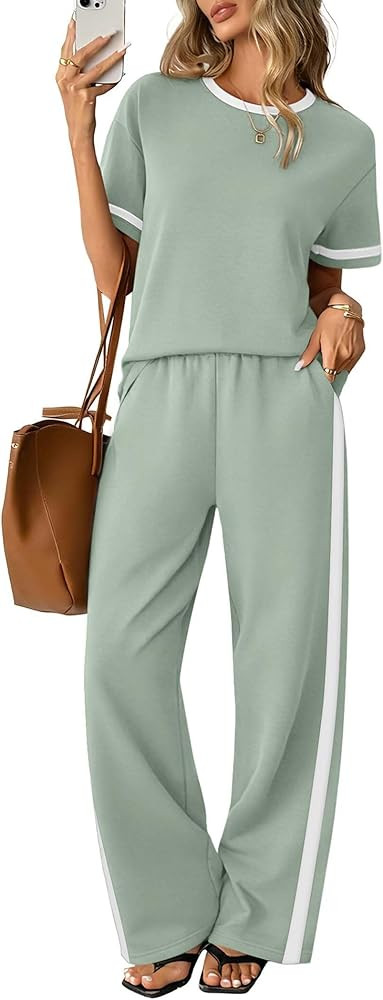 Sampeel 2 Piece Sets for Women Matching Sets Summer Outfits Resort Wear Short Sleeve Lounge Set W... | Amazon (US)