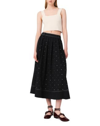 Maje Long Studded Cotton Skirt  | Bloomingdale's Women | Bloomingdale's (US)