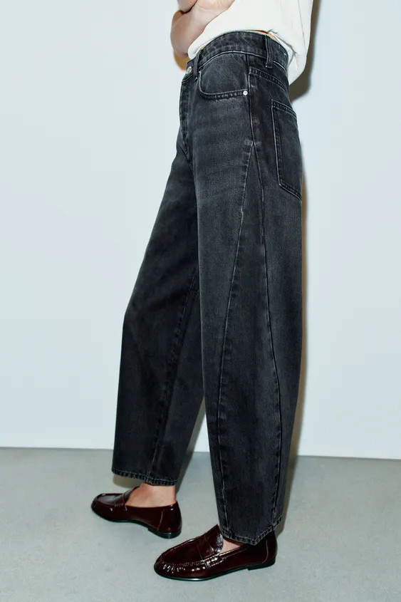 Z1975 HIGH-WAIST SEAMED BARREL JEANS | Zara FR