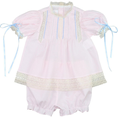 Pink And Blue Satin Vintage Lace Bloomer Set | Cecil and Lou