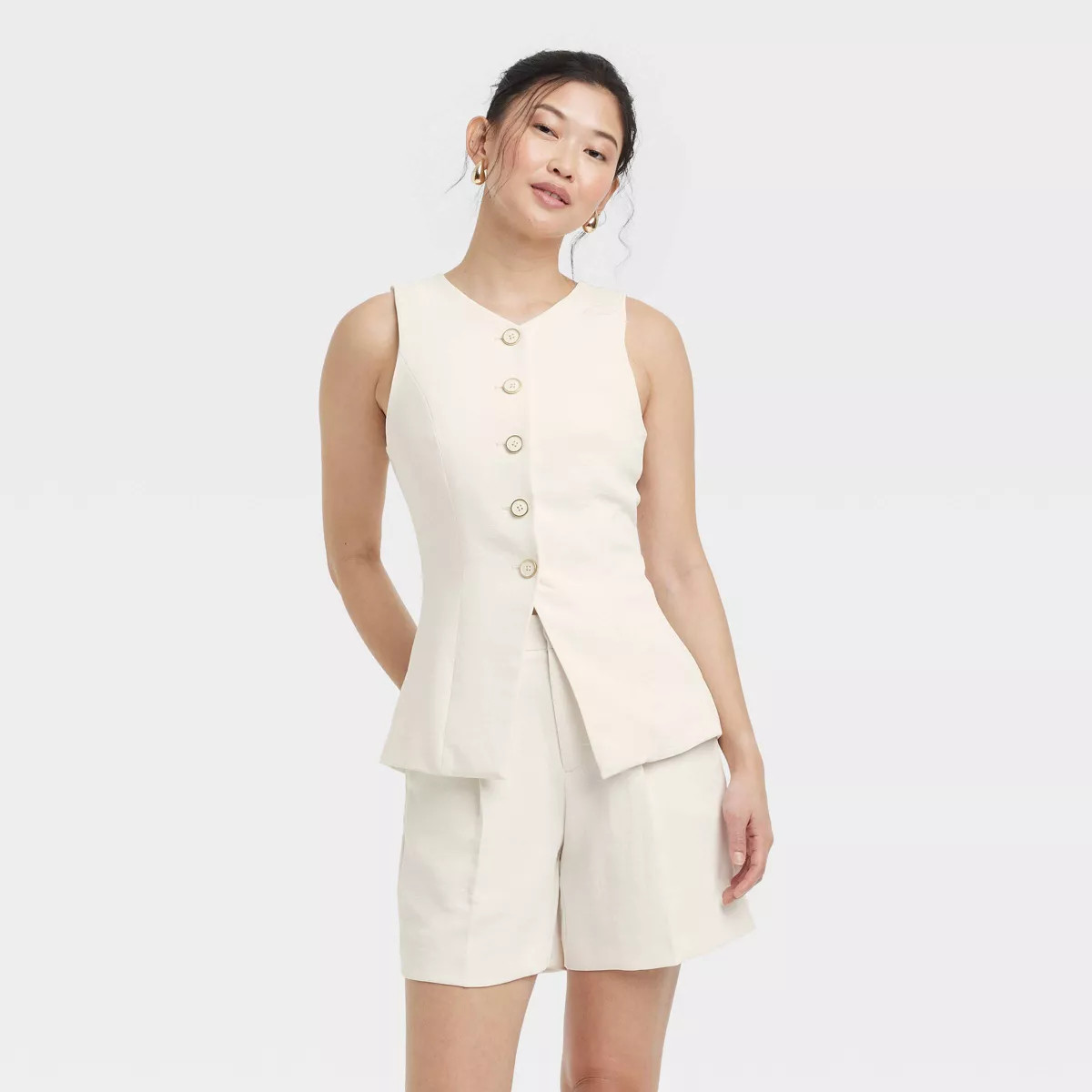 Women's Signature Crepe Long Line Vest - A New Day™ Black M: Recycled Polyester, Lightweight Cr... | Target