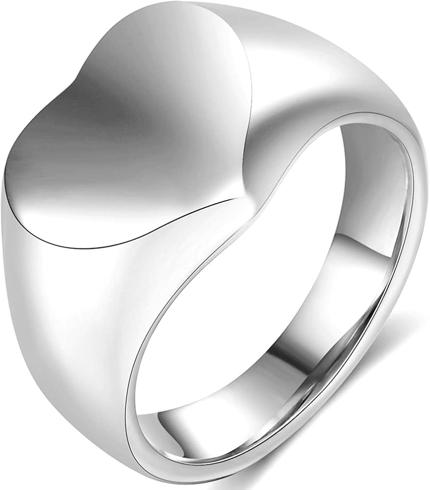 Jude Jewelers Anillo de acero inoxidable en forma de corazón clásico simple simple estilo boda ... | Amazon (US)