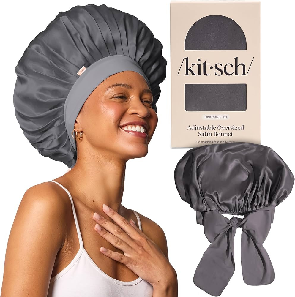 Kitsch XL Satin Bonnet for Sleeping - Softer Than Silk Hair Bonnet for Women - Secure Fit, Adjust... | Amazon (US)