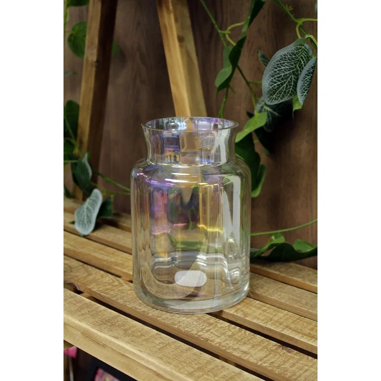 Mainstays 7.9" Iridescent Glass Vase Container ( 7.8"H x 5.5"W x 5.5"D) - Walmart.com | Walmart (US)