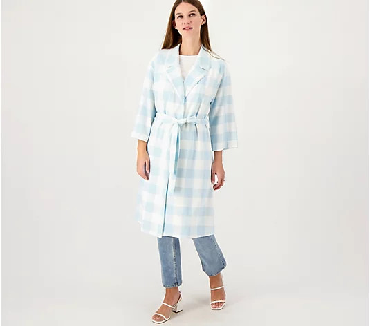 Girl With Curves Regular 3/4-Sleeve Wrap Coat with Tie Waist | QVC