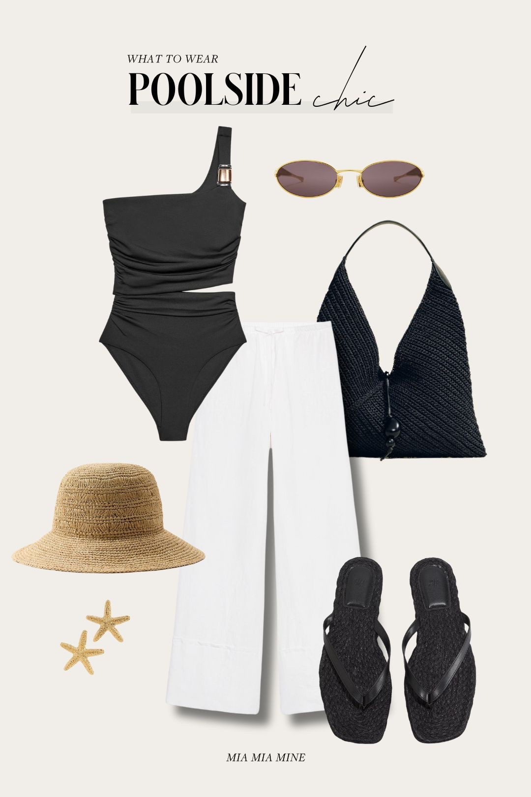 Summer outfit ideas
Zara one piece swimsuit 
Zara white linen pants 
Black raffia tote
H&M raffia thong sandals 


#LTKFindsUnder100 #LTKSummerEdit #LTKSwim