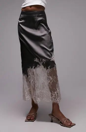 Lace Panel Satin Skirt | Nordstrom