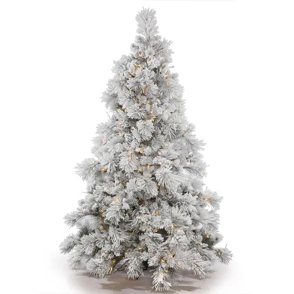 Flocked Alberta 9' White/Green Alberta Artificial Christmas Tree with 950 LED Clear/White Lights ... | Wayfair North America
