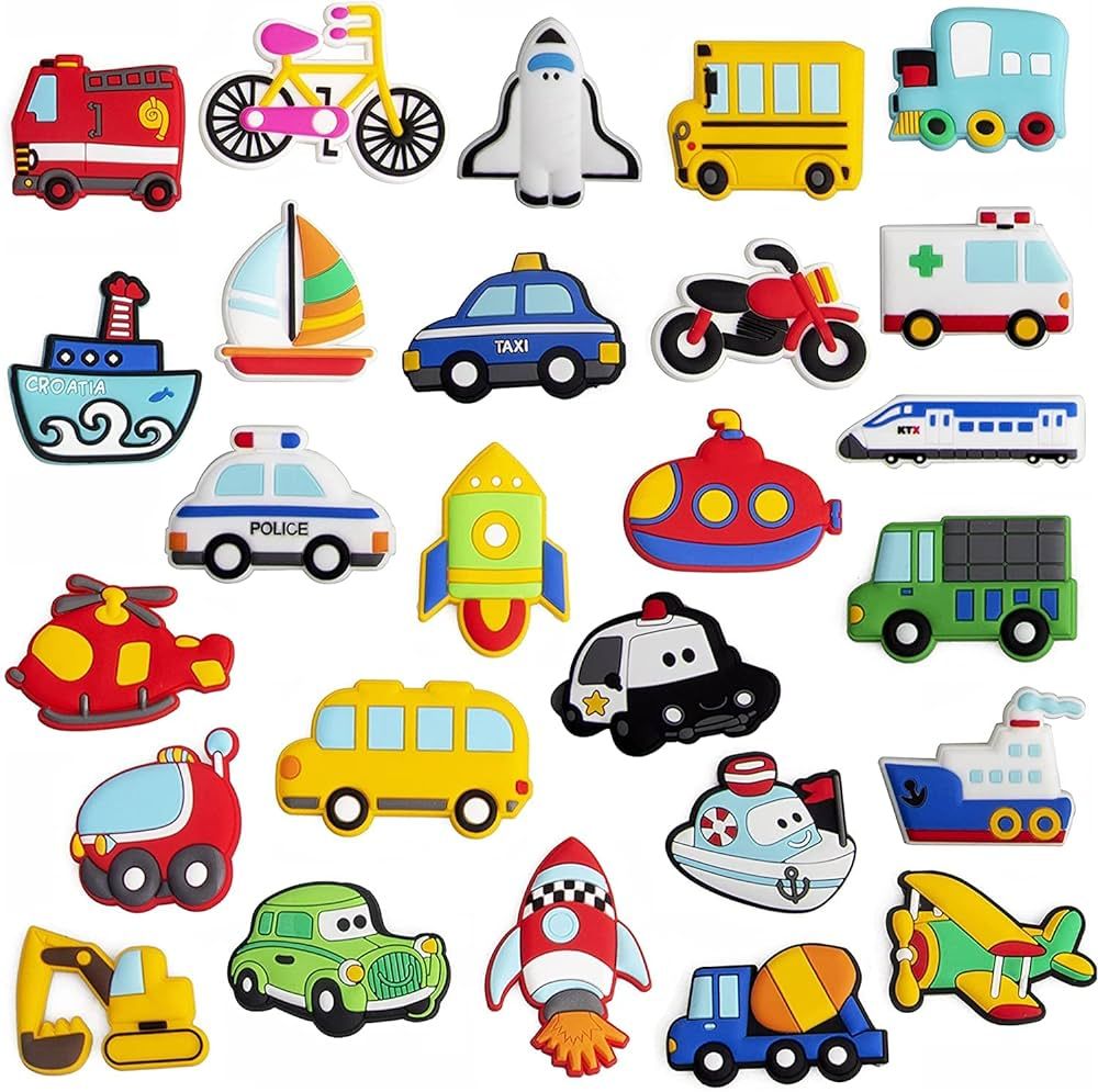 WISESTAR 26PCS Transports Rubber Fridge Magnets for Kids- Aircraft, Boat, Vehicle, Car Refrigerat... | Amazon (US)