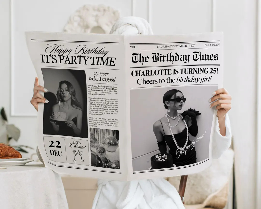 Canva Birthday Newspaper Template, Editable Newspaper Birthday, Large Newspaper Template, Birthda... | Etsy (US)