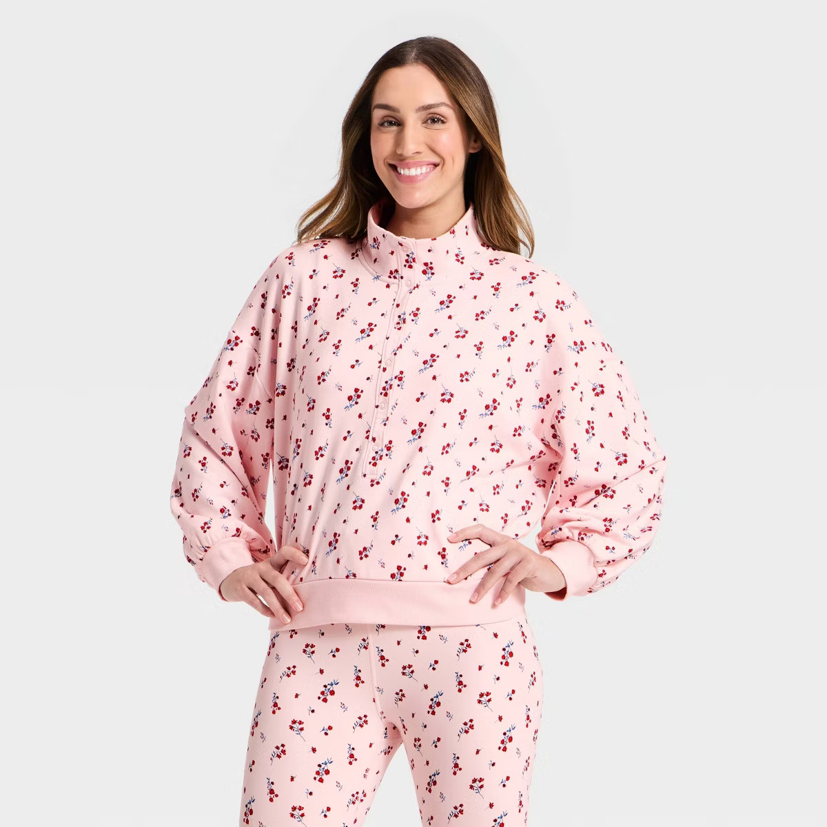 Women's Active Comfort French Terry Henley Sweatshirt - All In Motion™ | Target