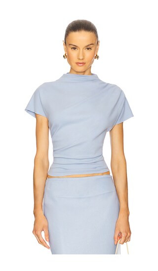 x REVOLVE Walker Draped Top in Light Blue | Revolve Clothing (Global)
