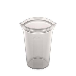 Reusable Silicone 24 oz. Large Cup Zippered Storage Container, Gray | The Home Depot