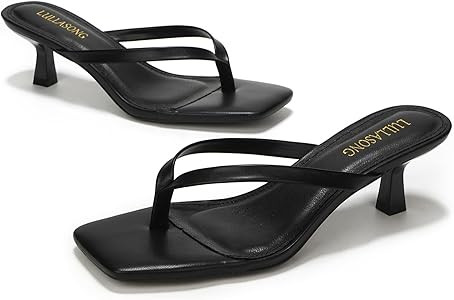 Women's Kitten Heels Sandals Square Open Toe Flip Flop Heels 1.8-2 Inch Heeled Sandals for Women | Amazon (US)