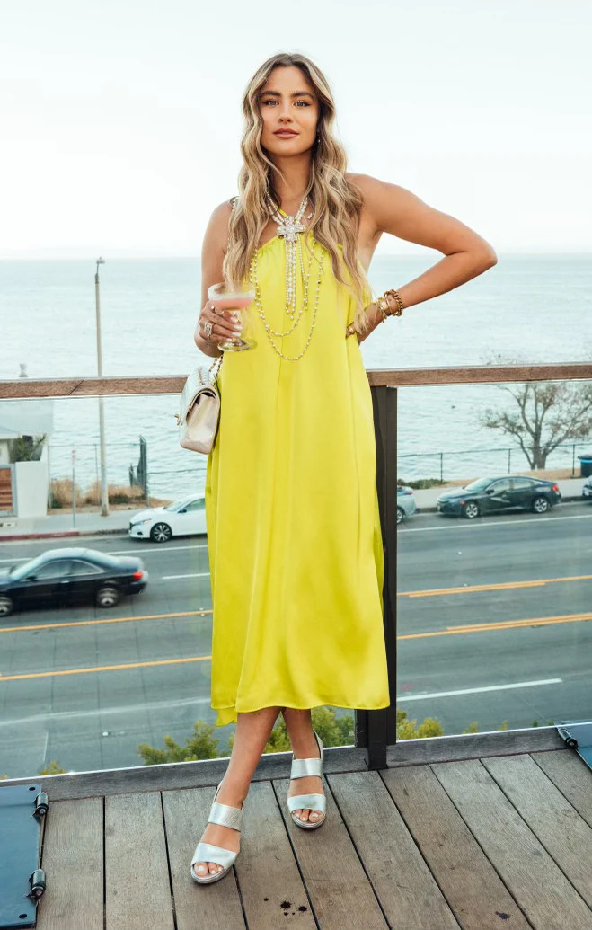 Lexington Midi Dress ~ Citrine Luxe Satin | Show Me Your Mumu