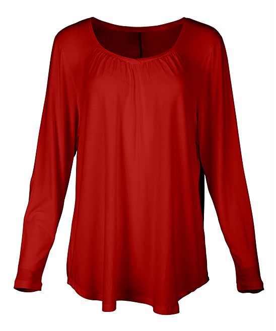 Lily Women's Tunics RED - Red Long-Sleeve Tunic - Women & Plus | Zulily