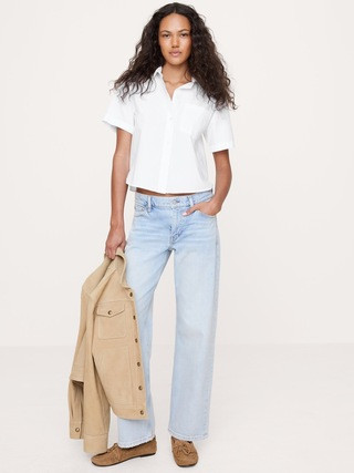 Boxy Cotton Poplin Short-Sleeve Shirt | Banana Republic (US)