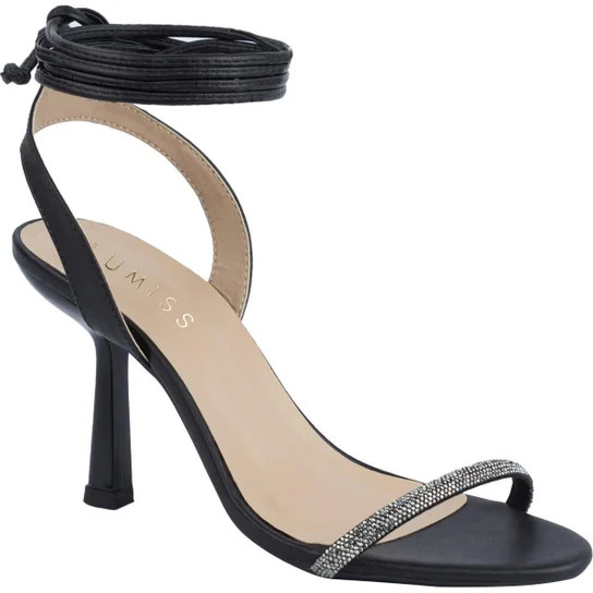 Sandália Salto Fino Alto Confortável Strass Brilho Amarração - Preto | Zattini (BR)