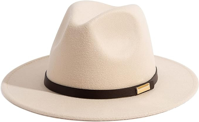 Gossifan Fedora Hats for Men Wide Brim Panama Hat with Classic Belt | Amazon (US)