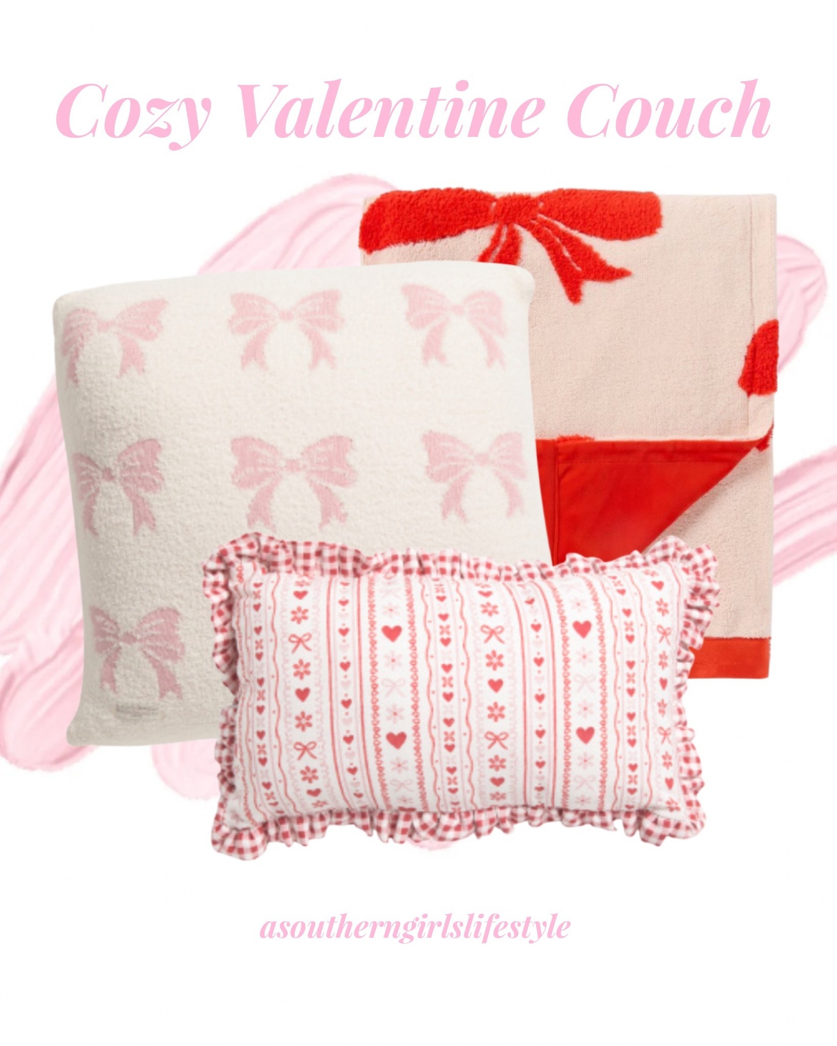 Cozy Valentines Couch - Chenille Bow Throw Blanket, Pink Bow Cotton Knit Pillow (could use all year) & Heart Bow Gingham Throw Pillow 

Valentine’s Day Decor. Home Decor   

#LTKSeasonal #LTKFindsUnder50 #LTKHome
