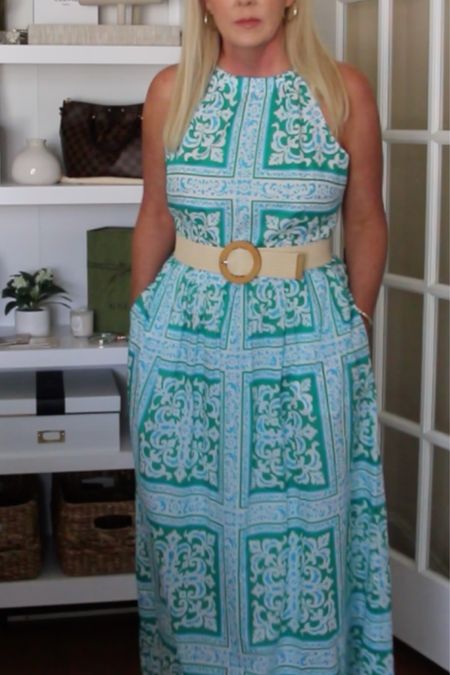 I liked this dress better belted on me. Beautiful colors! Wearing size 6. 

#LTKOver40 #LTKSaleAlert #LTKFindsUnder100