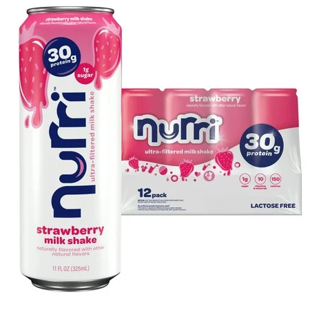 Nurri Ultra-Filtered Milkshake, 30g of Protein, Strawberry, 11 fl oz Can (Pack of 12) | Walmart (US)