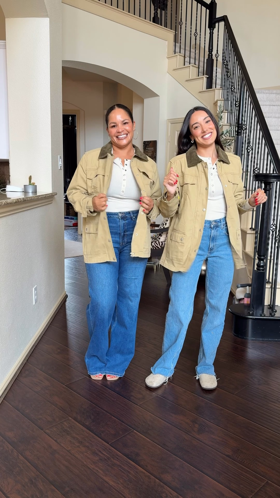 Trend alert 🚨 BARN JACKETS! We tried on 3 different styles for you. 1 women’s & 2 men’s - let us know which one you like better (we can’t decide) 

✨Monica is in an XS in men’s & Mindy is in a in men’s 

Walmart, mom style, over 30 style, over 50 style

#LTKStyleTip #LTKPetite #LTKFindsUnder50