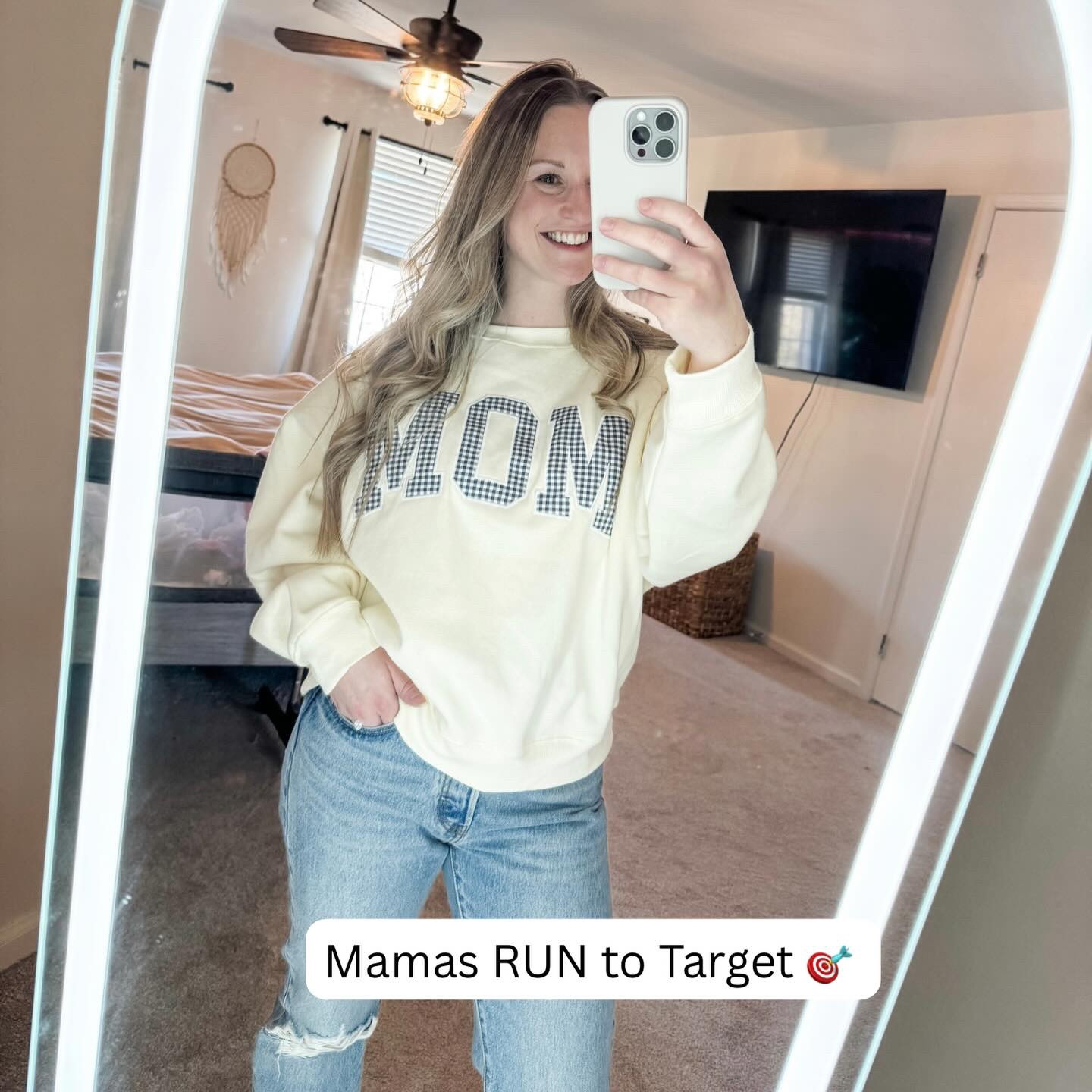 ✨Comment MAMA and I’ll send you the links!🔗 

Ok so who doesn’t LOVE a good “Mama” crewneck?! Literally half of my wardrobe. How cute are these new Target finds for Mother’s Day?! 

When you have three littles, THIS is what I consider dressed up. I mean my hair & make up are done 🫶🏻