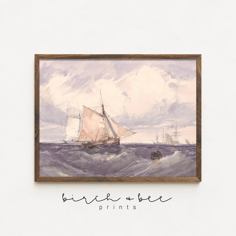 Vintage Sailboat Painting  Lake House Nursery Decor  - Etsy | Etsy (US)