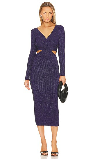 Riya Sweater Dress in Metallic Blue | Revolve Clothing (Global)