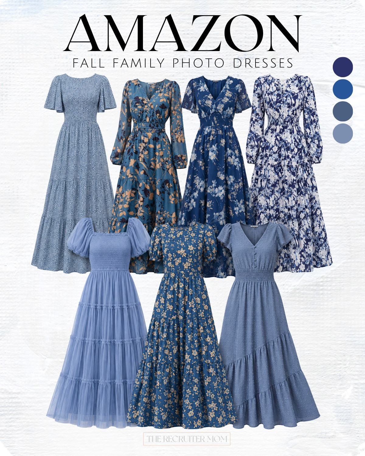 Blue Amazon dresses for fall family photos 💙 Dusty blue, navy + pretty fall florals.
#FamilyPhotoOutfits #AmazonFashion

#LTKgrwm #LTKSeasonal #LTKMidsize