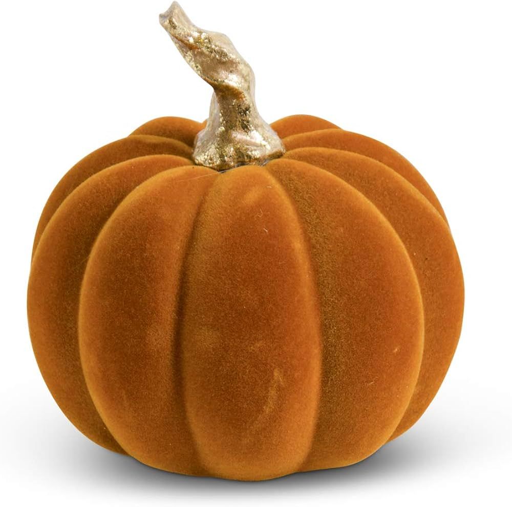 K&K Interiors 41488A-OR 3.5 Inch Orange Velvet Pumpkin with Twisted Gold Stem | Amazon (US)