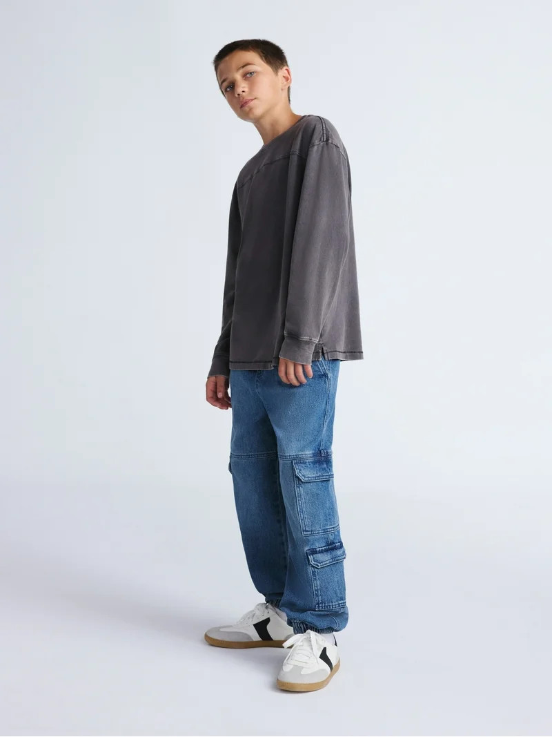 Weekend Academy Boys Denim Cargo Jogger Pants, Sizes 4-18 | Walmart (US)