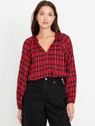 Ruffled Split-Neck Top | Old Navy (US)