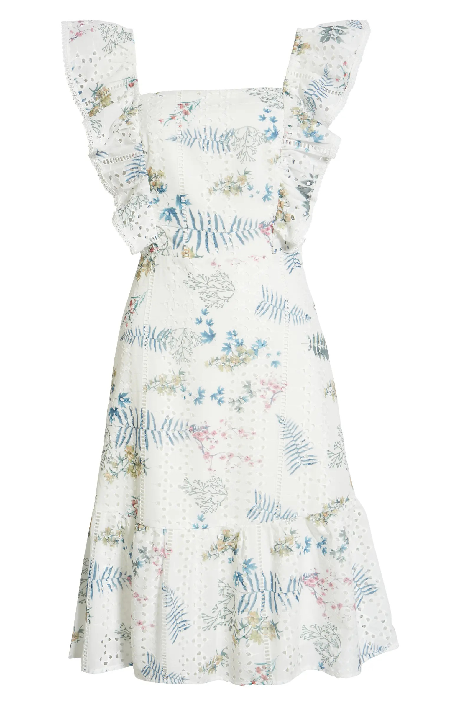 Chelsea28 Eyelet Floral Ruffle Minidress | Nordstrom | Nordstrom