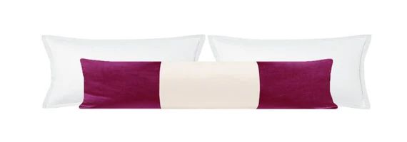 The XL Lumbar : COLORBLOCK Faux Silk Velvet // Magenta + Alabaster Silk | silk throw pillow | vel... | Etsy (US)