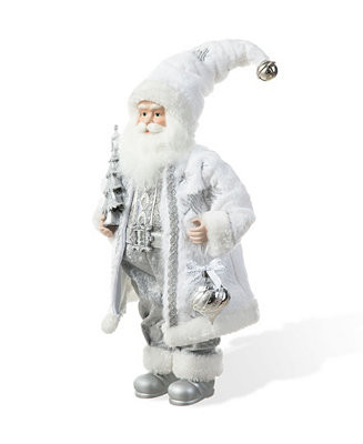 Glitzhome 18 H Christmas Frosty Santa Figurine with Porcelain Face - Macy's | Macy's