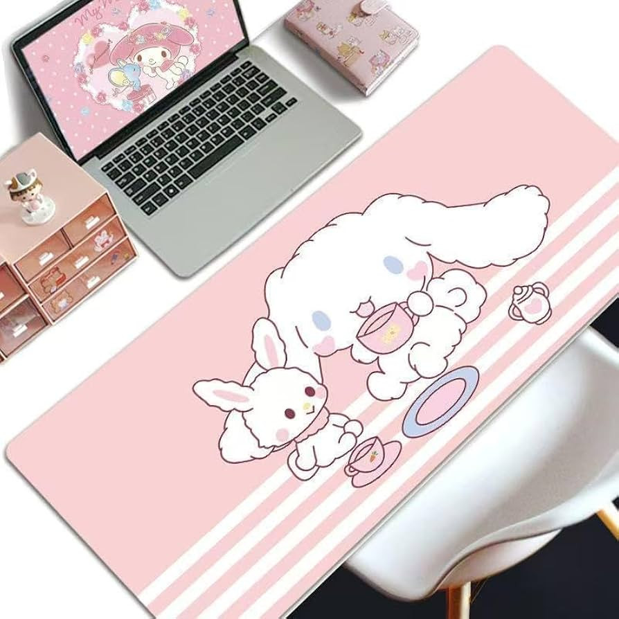 Sanrio Girly Cute Gaming Mouse Pads, Long Extended Desk Mat, Extra Large Girl Anime Mousepad Keyboard Pads for Work Game Office Home, 35.4'' X 15.7'' (Pink) | Amazon (US)