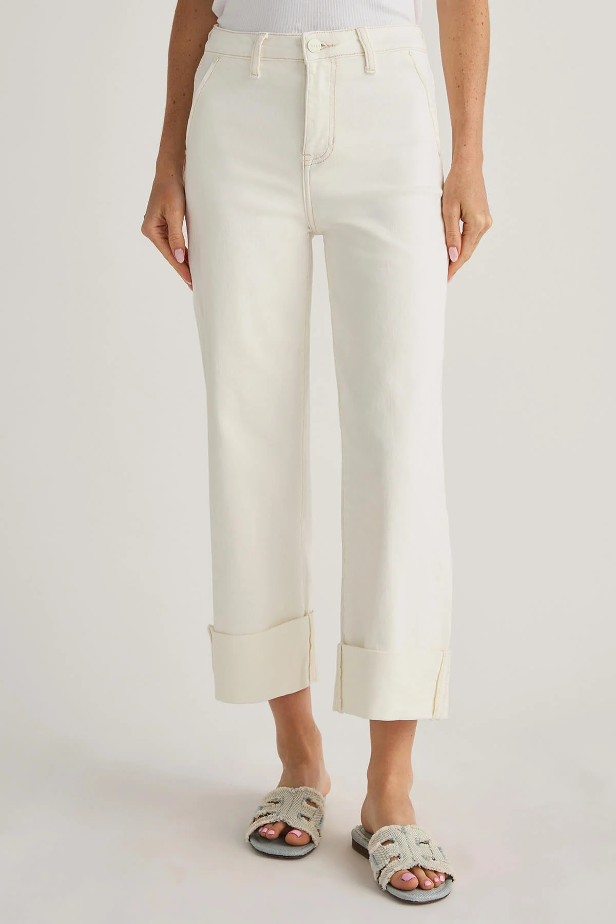 Risen Stella Wide Cuff Cropped Jeans | Social Threads