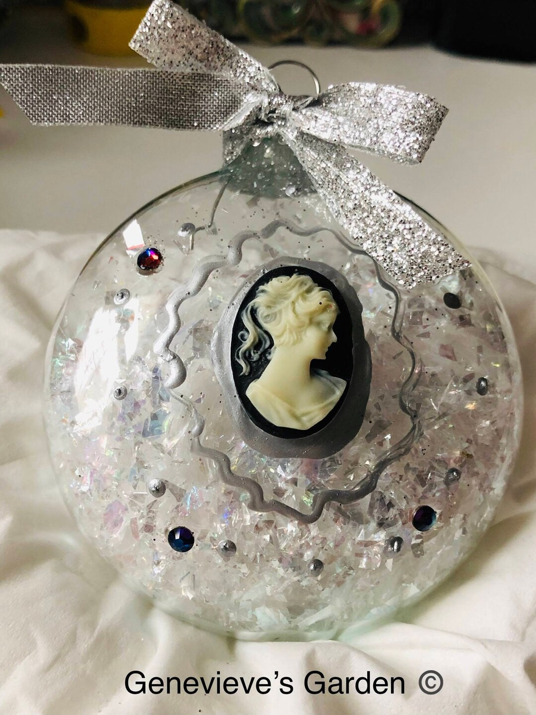 Beautiful & Whimsical White Cameo Glass Ornament With Sapphire - Etsy | Etsy (US)