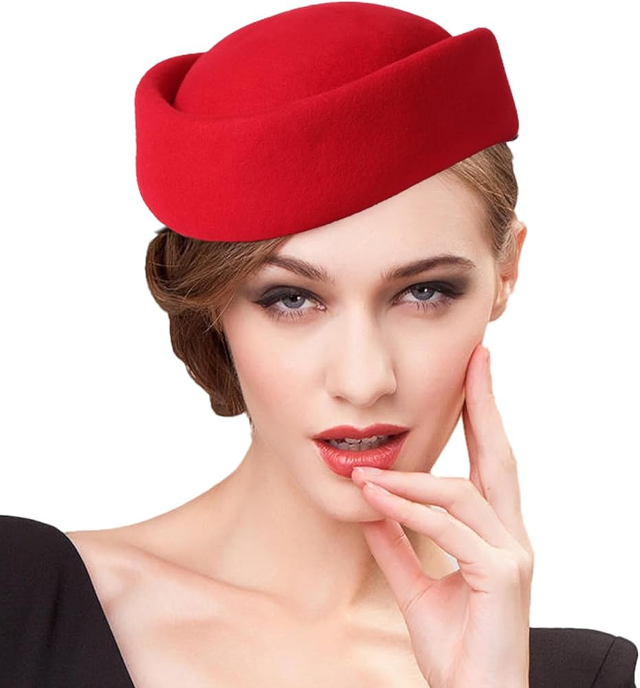 Small Top Hats for Women Elegant Millinery Beret Wool Felt Fedoras Ladies Wedding Bride Church 20... | Amazon (US)