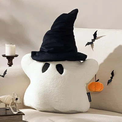 Happy Halloween Ghost Shaped Throw Pillow With 3D Pumpkin | Wayfair Professional