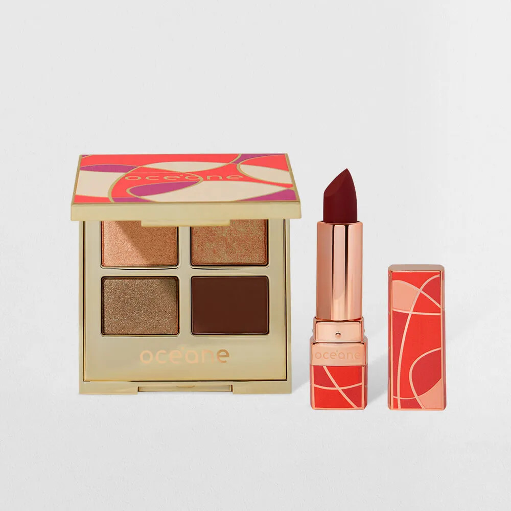 Kit Paleta de Sombras + Batom Vinho Capri (2 Produtos) | Oceane (BR)