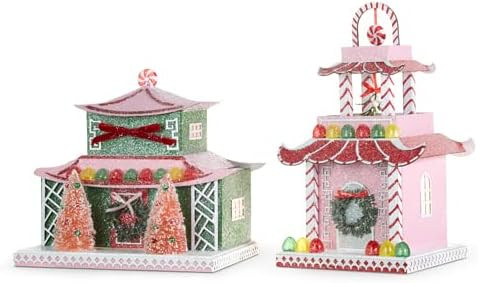 RAZ Imports 2023 Charming Holiday 10" Lighted Pagoda, Asst of 2 | Amazon (US)